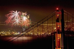 Golden Gate Bride fireworks Join us on 5/27 for front row seats to watch the Golden Gate Bridge 75th Anniversary Fireworks