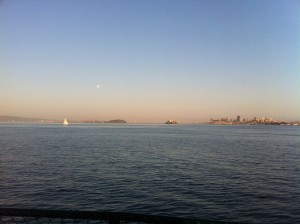 sf skyline sunset View during Angel Island Ferry's 1st 2012 Sunset Cruise of the season