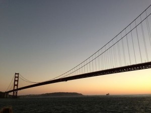Golden Gate Bridge as seen from an Angel Island Tiburon Ferry Sunset Cruise Golden Gate Bridge as seen from an Angel Island Tiburon Ferry Sunset Cruise