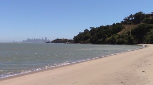 Angel Island's Quarry Beach Angel Island's Quarry Beach offers a white sandy beach for strolling with million dollar views of the San Francisco skyline